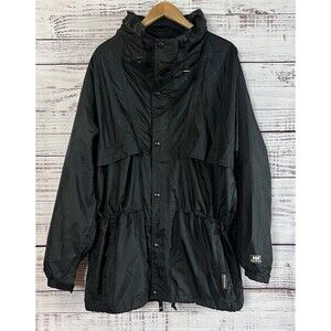 Helly Hansen Storm Jacket Mens L Black Hooded Vintage Y2K Windbreaker Waterproof